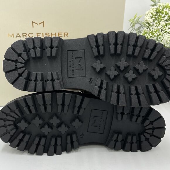 Marc Fisher Womens Pierson Lug Sole Combat Boot Leather/ Shearling Fur 6.5M New - Picture 6 of 16